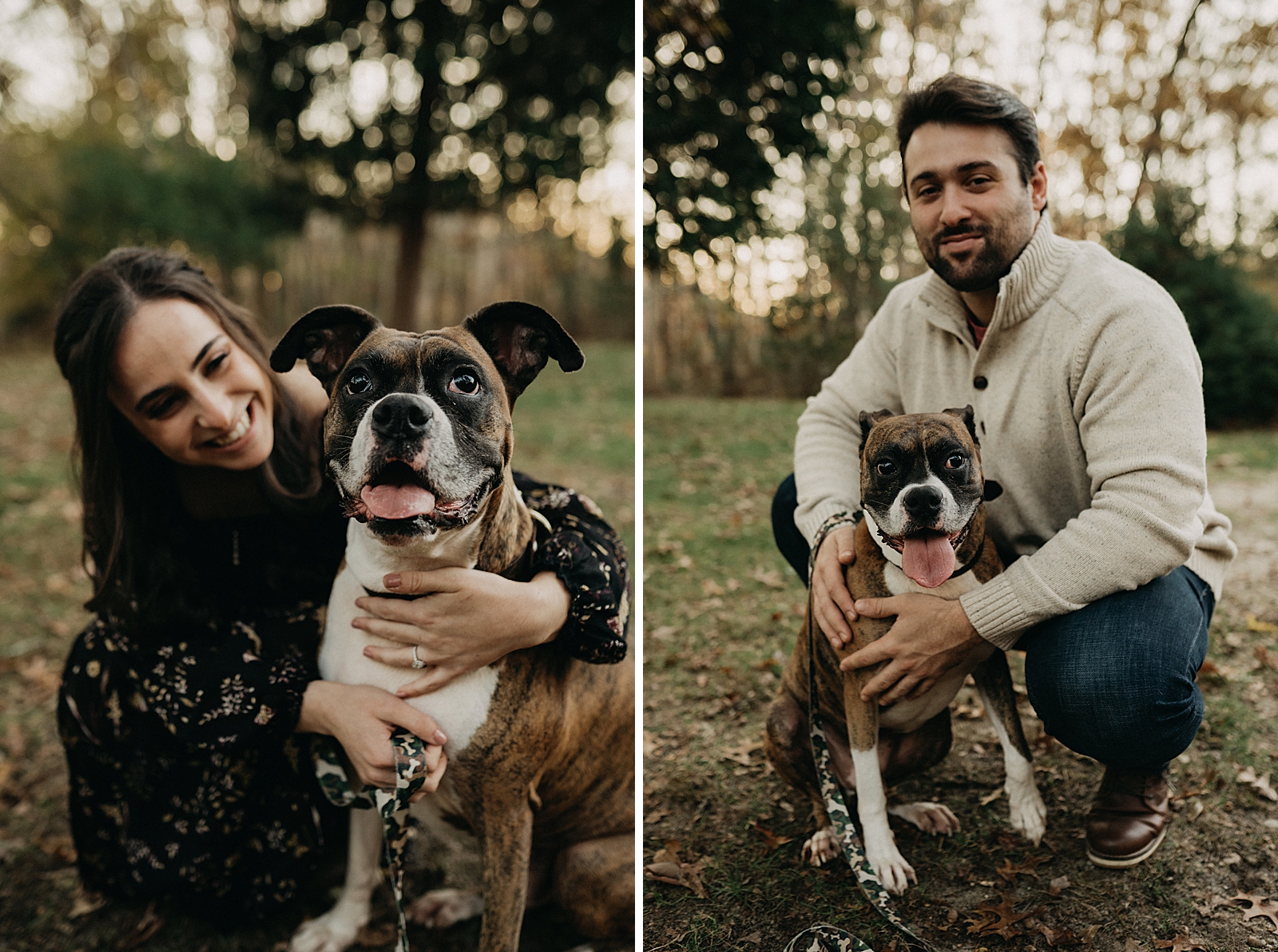 Individual portraits of Couple with pet dog