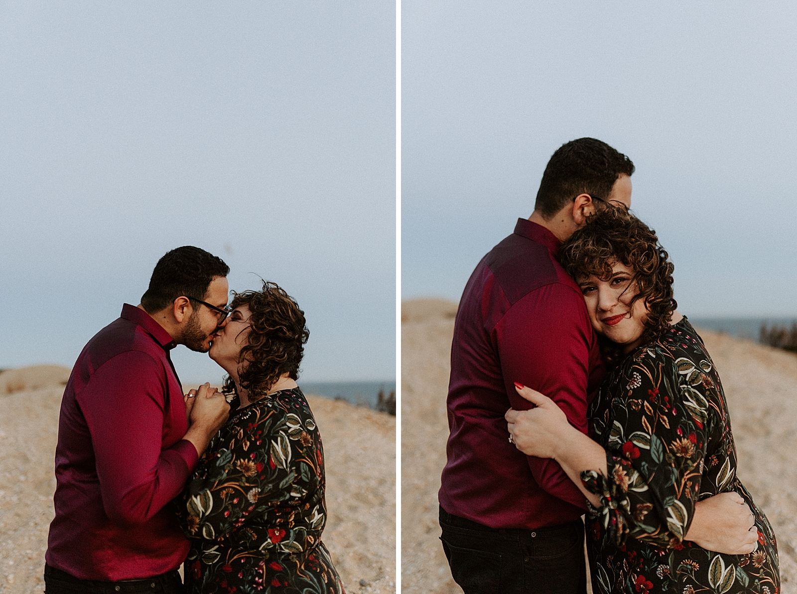 Couple kissing each other while standing on the beach