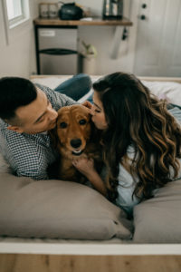 at-home couple session with dog