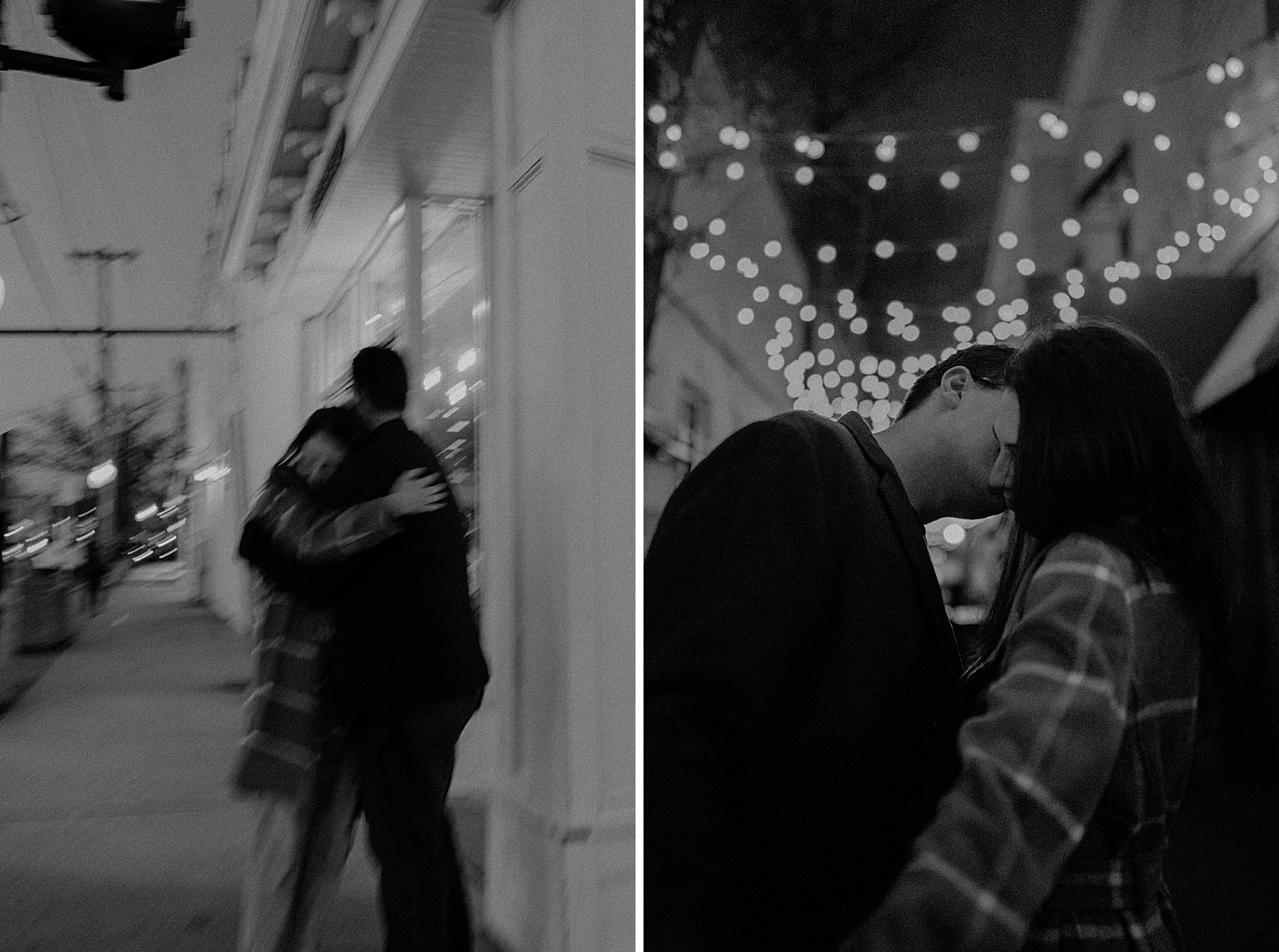 B&W Couple hugging each other and kissing