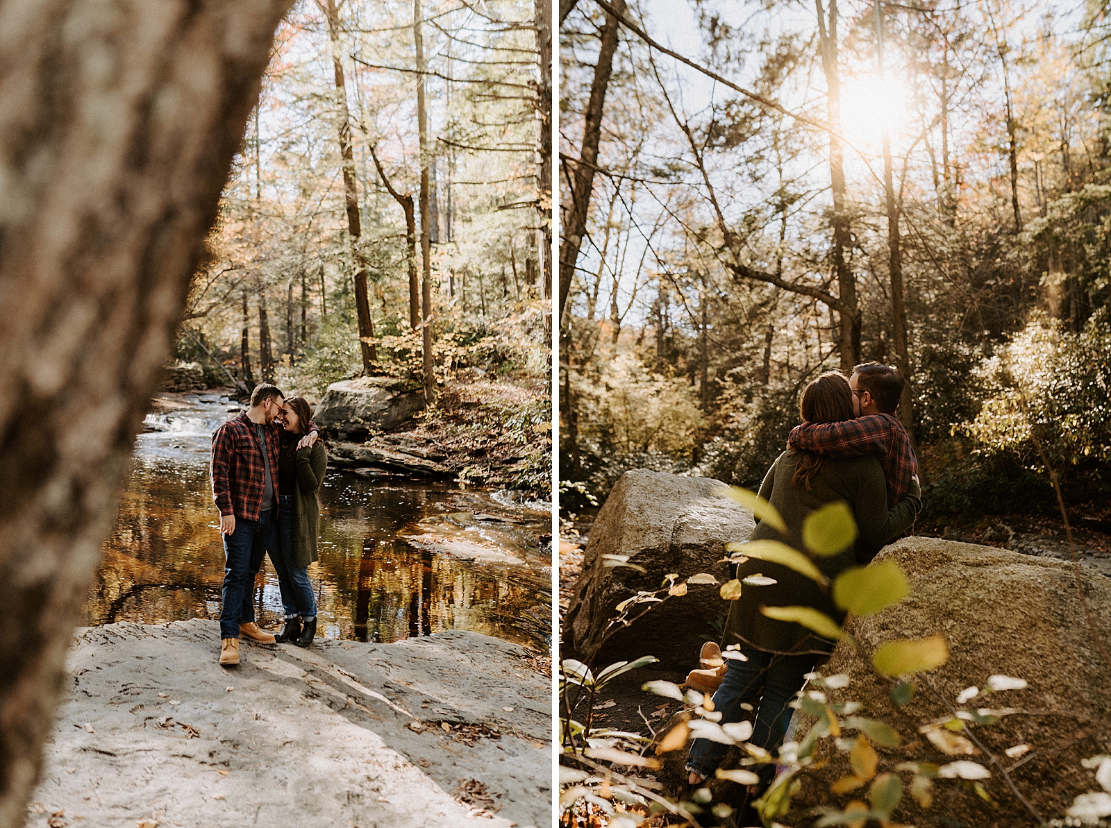 Couple nuzzling in the State park forest
