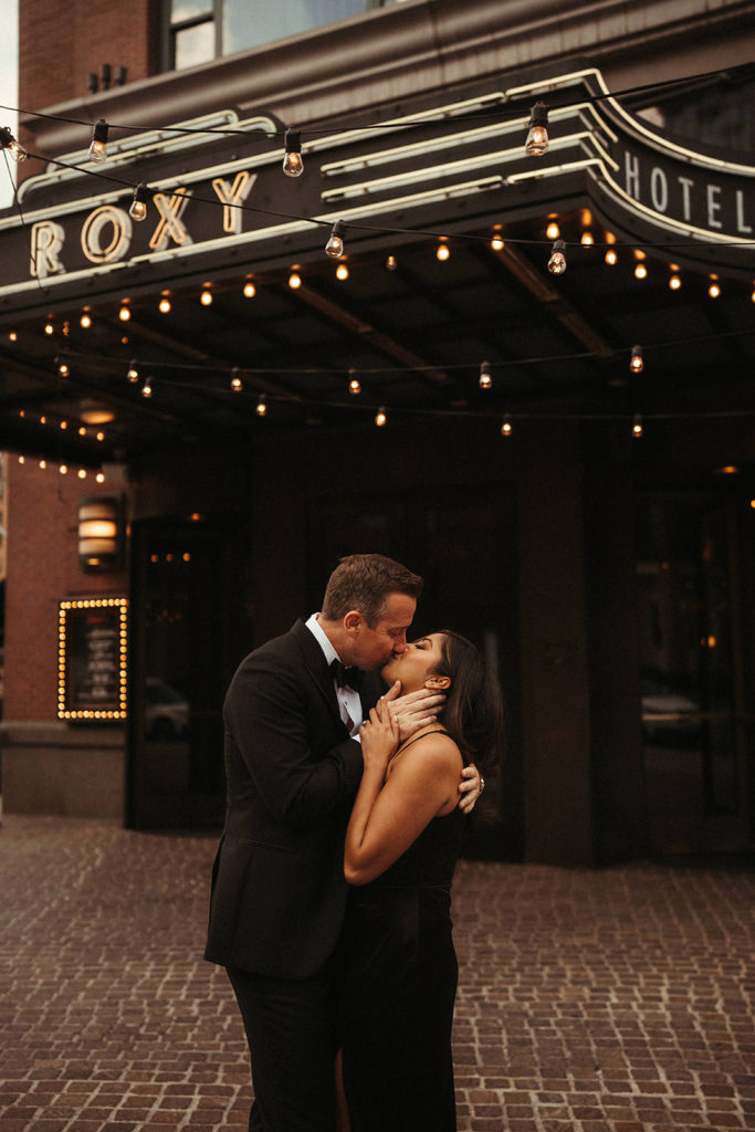 NYC engagement photos at the Roxy Hotel