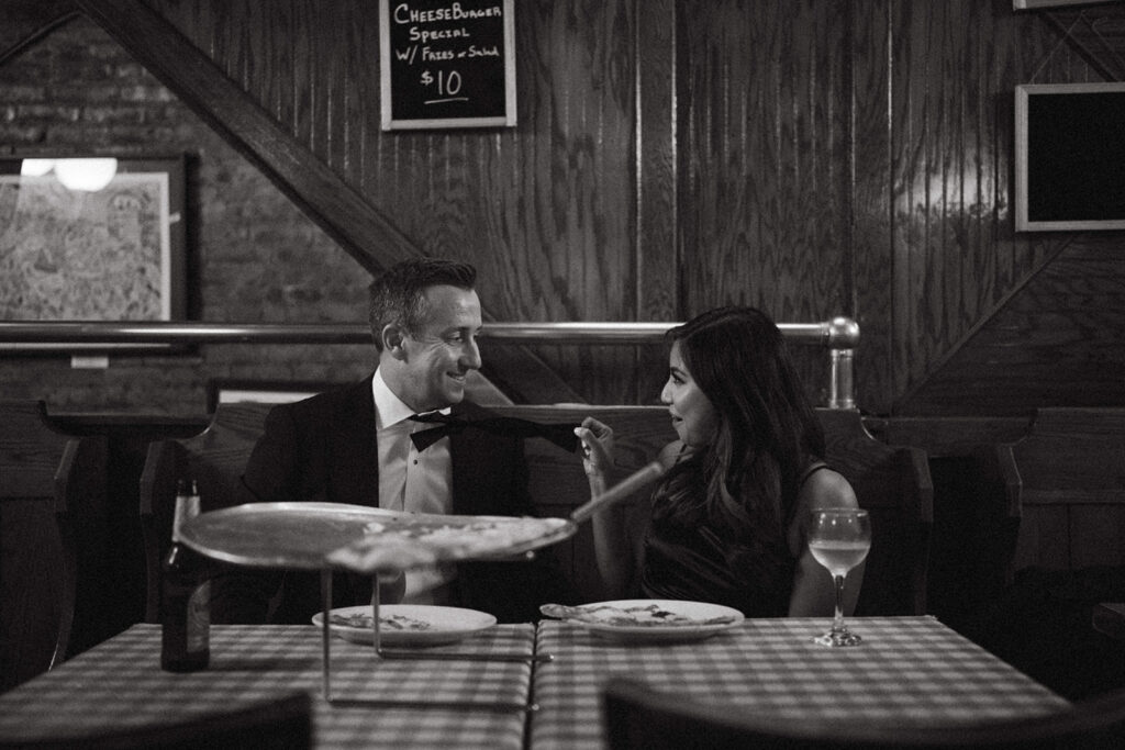 Unique New York Engagement Session Ideas & Locations - grab a New York Slice at Saluggi's Pizza